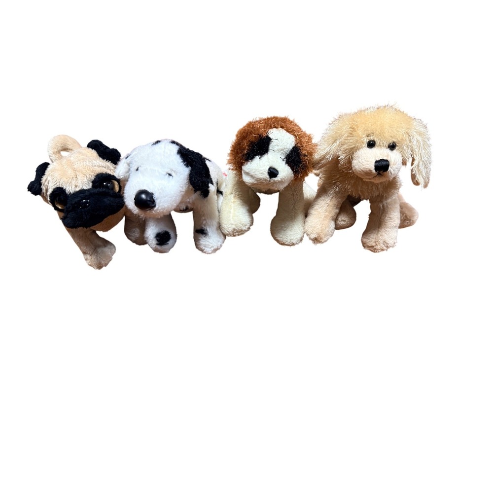 Ganz Webkinz Dog Plush Lot of 4 Pug Dalmatian Saint Bernard Golden‎ Retriever